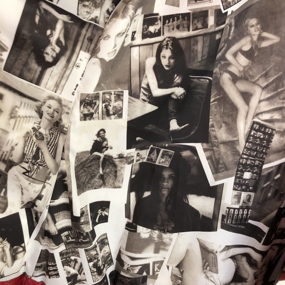 NWOT Guess Valentines Red Puffer Coat Retro Black & White Photo Lining Women XS - Picture 5 of 16